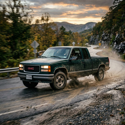 Action Shot: GMC Sierra Driving Fast