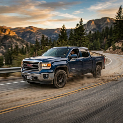 Action Shot: GMC Sierra Driving Fast