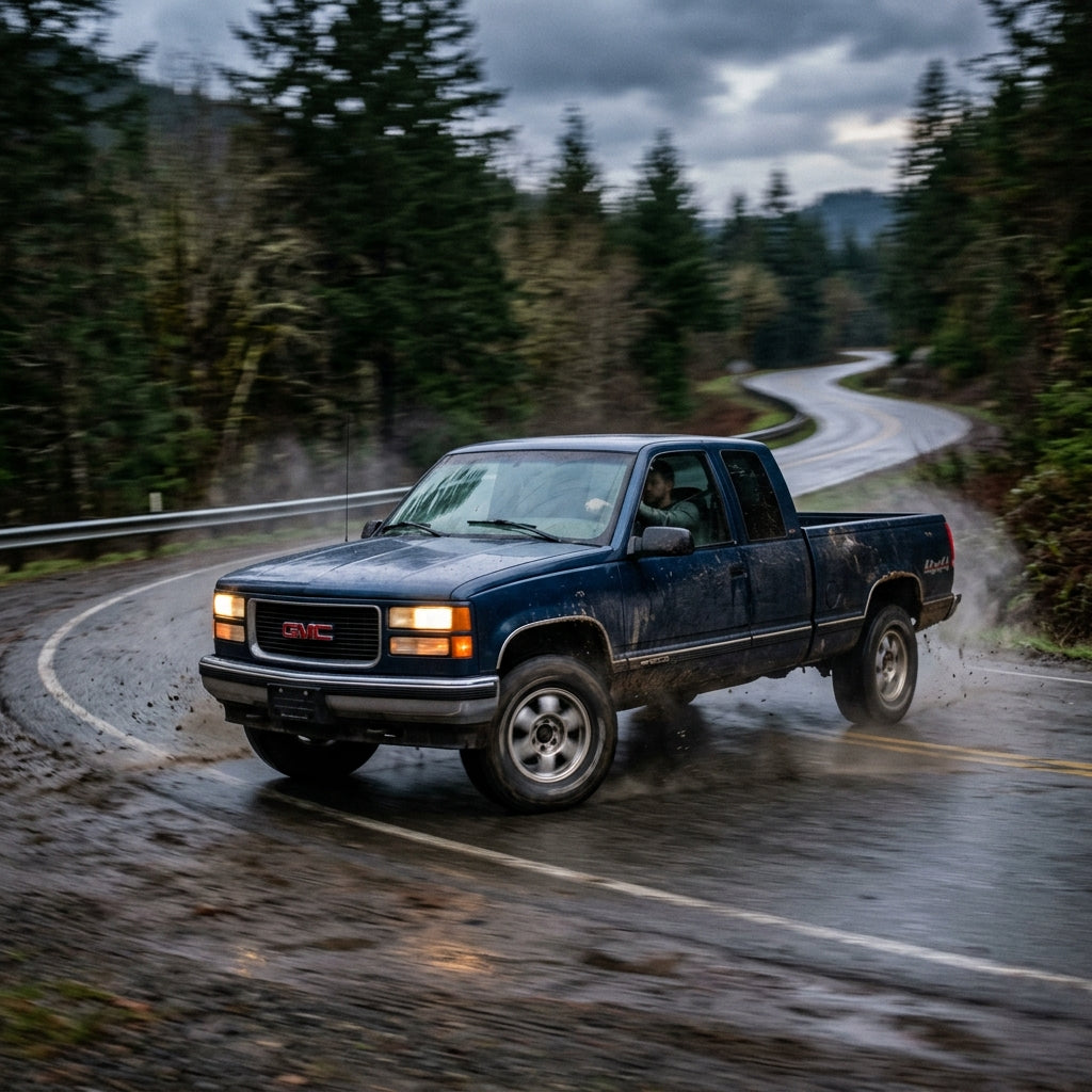 Action Shot: GMC Sierra Driving Fast