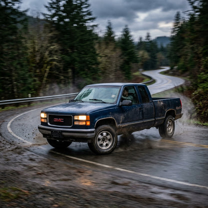 Action Shot: GMC Sierra Driving Fast