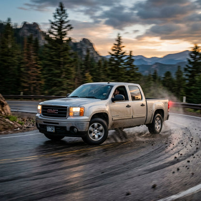 Action Shot: GMC Sierra Driving Fast