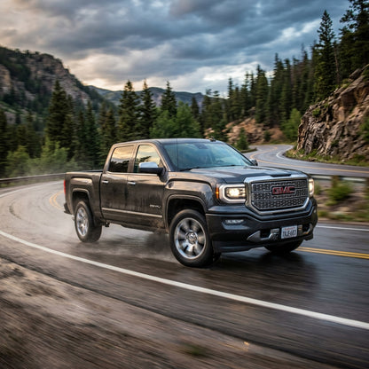 Action Shot: GMC Sierra Driving Fast