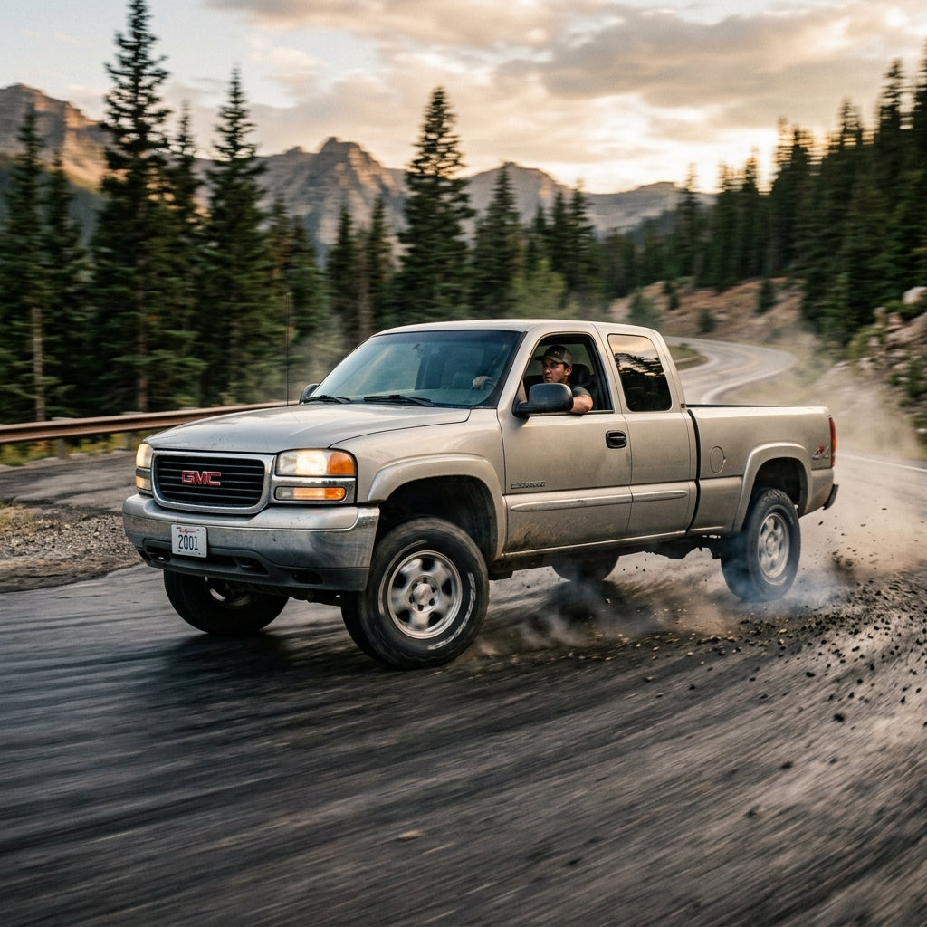 Action Shot: GMC Sierra Driving Fast