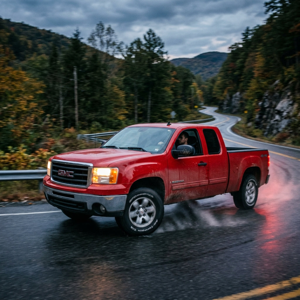 Action Shot: GMC Sierra Driving Fast