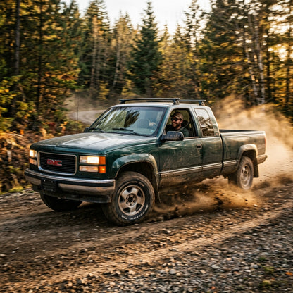 Action Shot: GMC Sierra Driving Fast