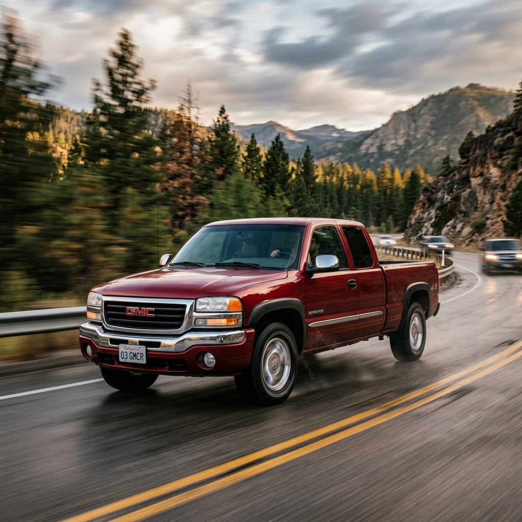 Action Shot: GMC Sierra Driving Fast