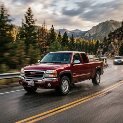 Action Shot: GMC Sierra Driving Fast