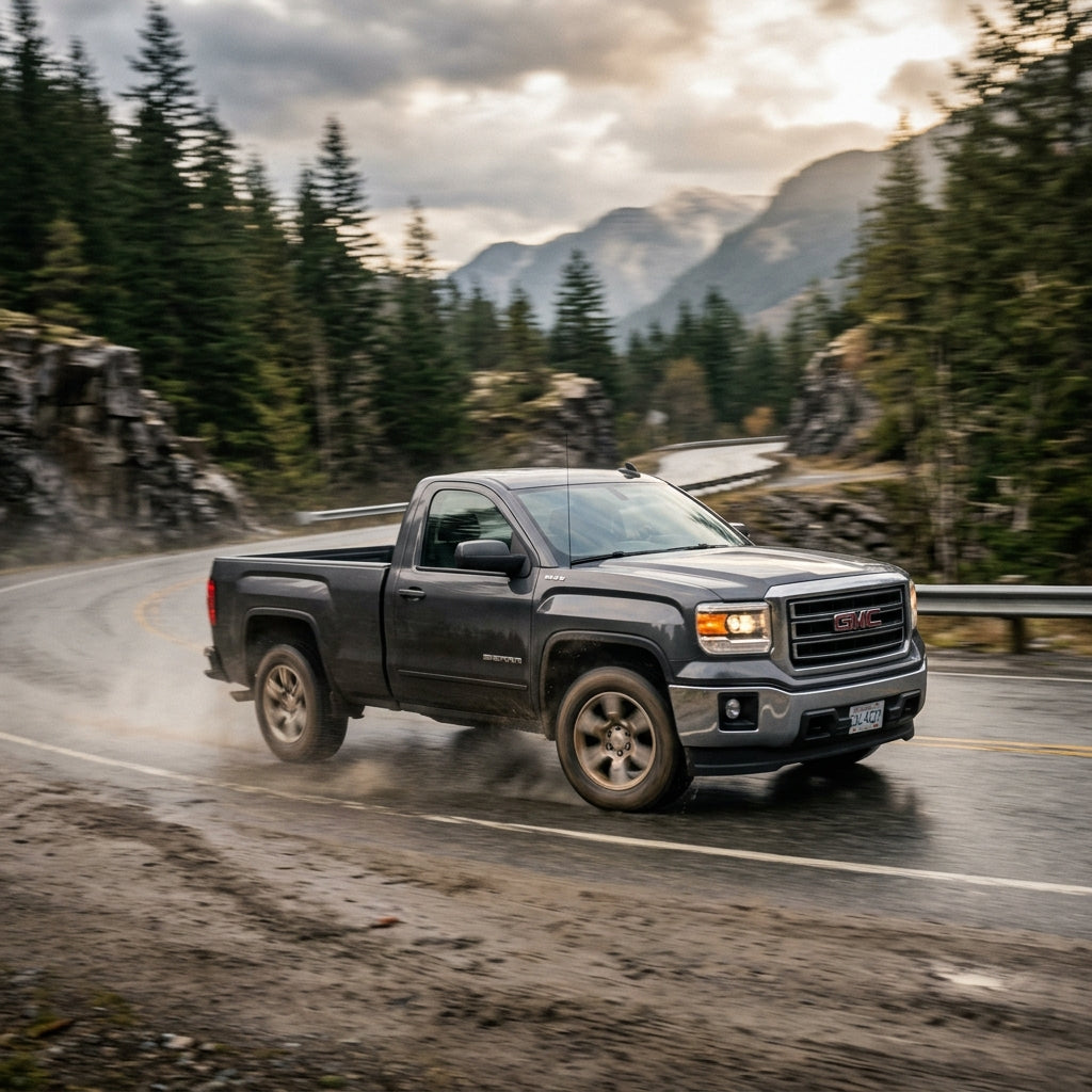 Action Shot: GMC Sierra Driving Fast