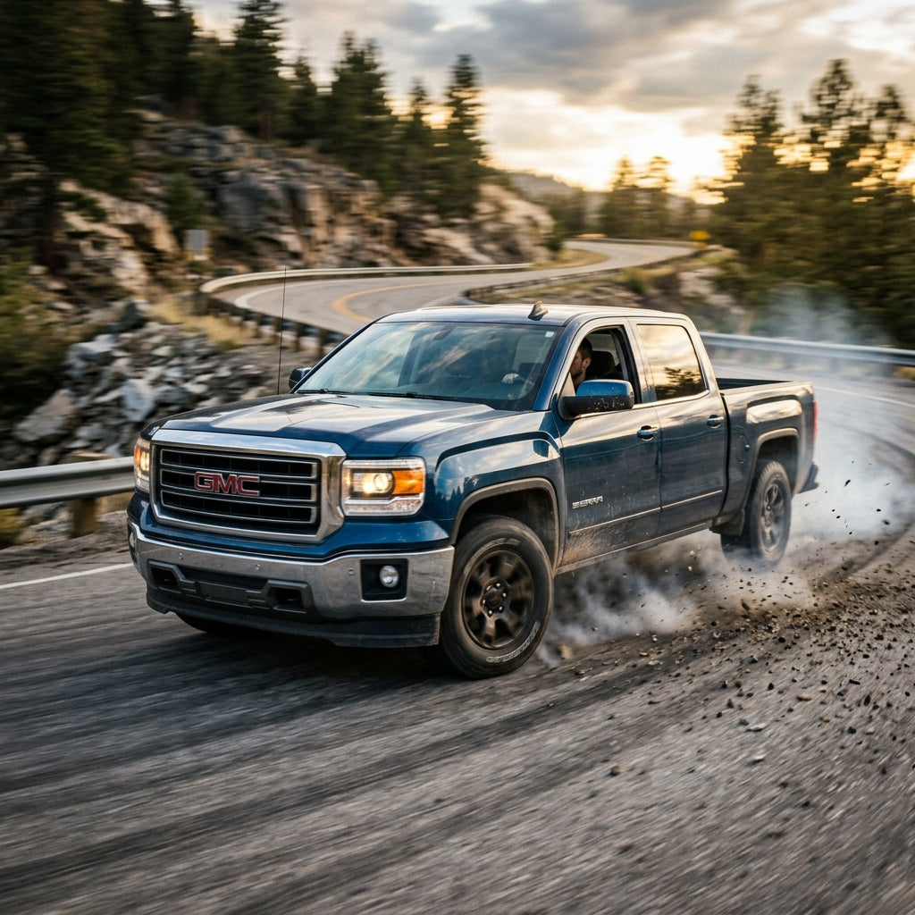 Action Shot: GMC Sierra Driving Fast