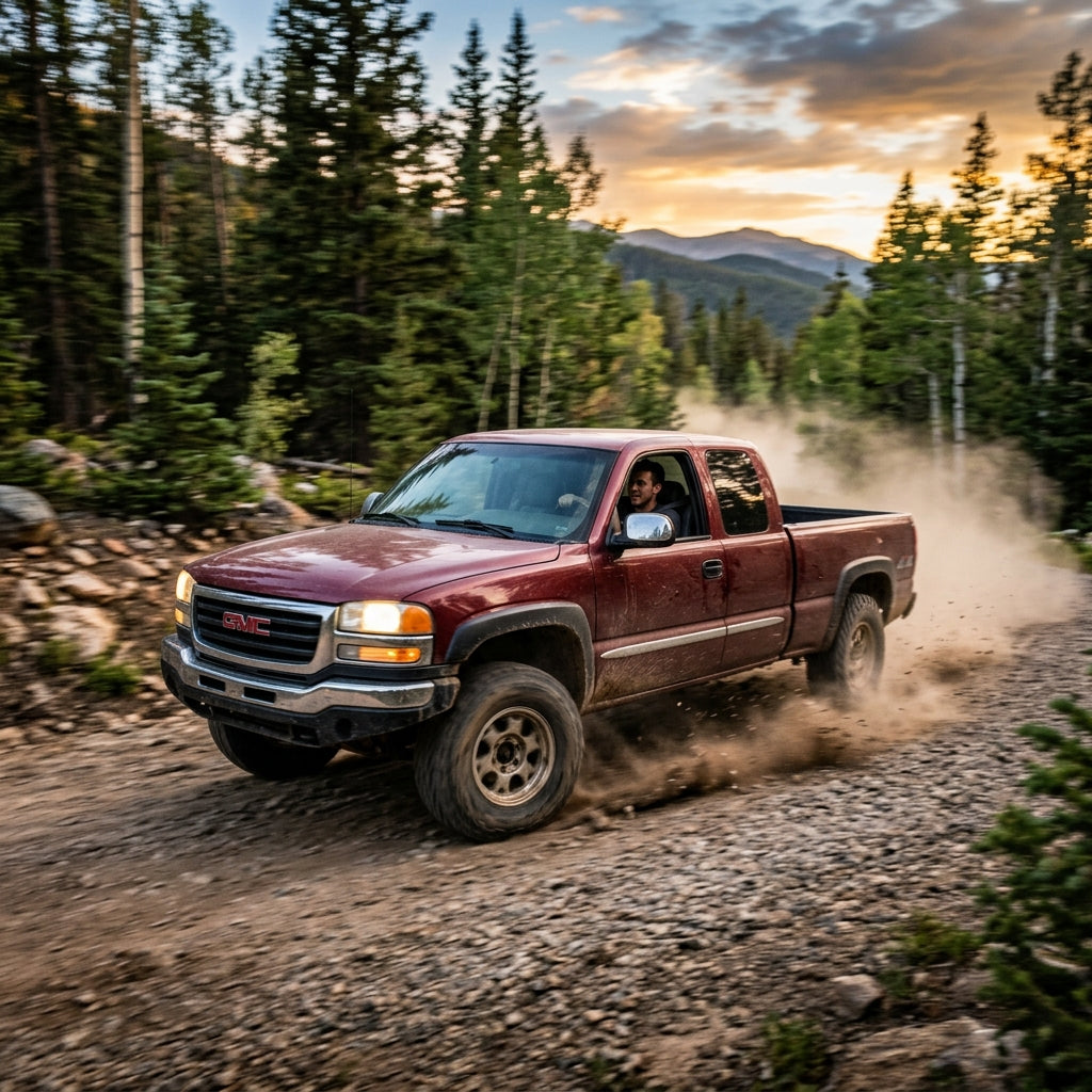 Action Shot: GMC Sierra Driving Fast