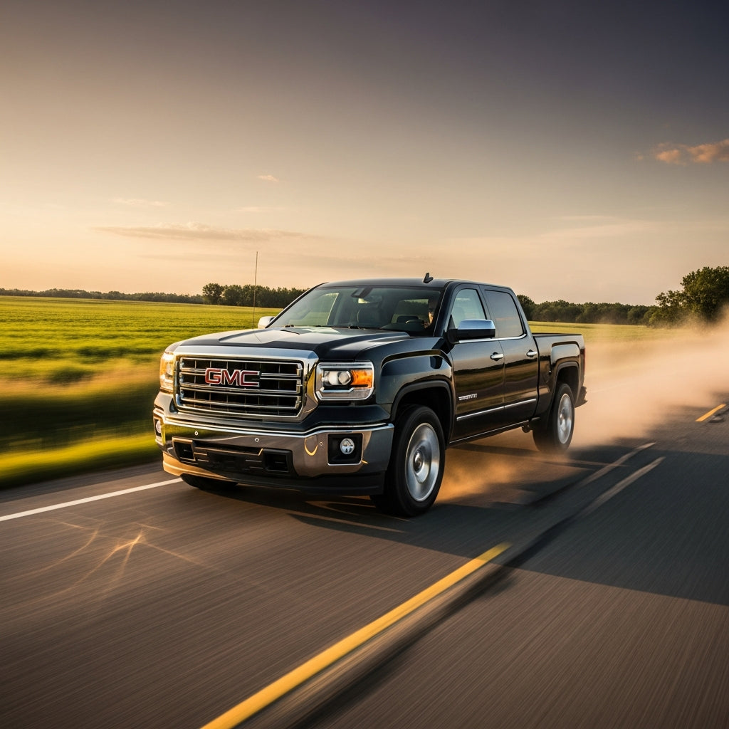 Action Shot: GMC Sierra Driving Fast