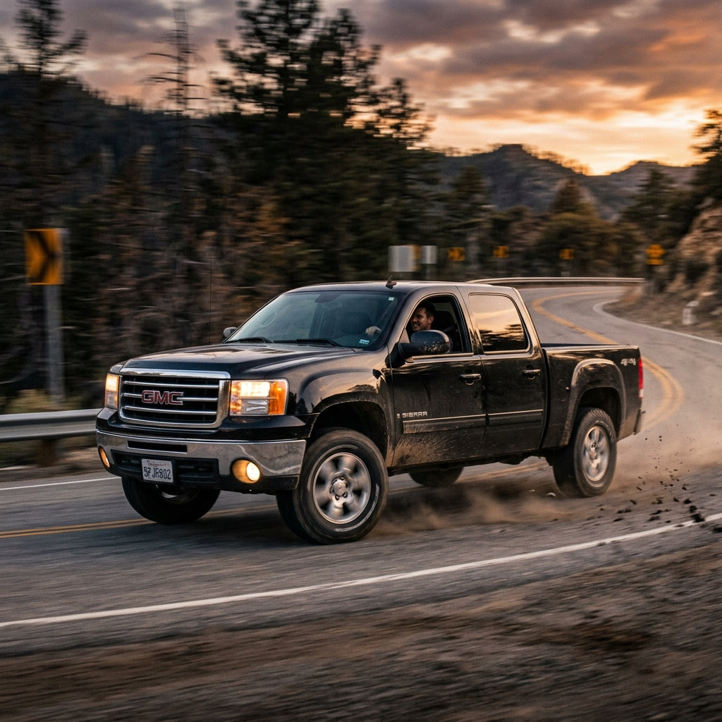 Action Shot: GMC Sierra Driving Fast