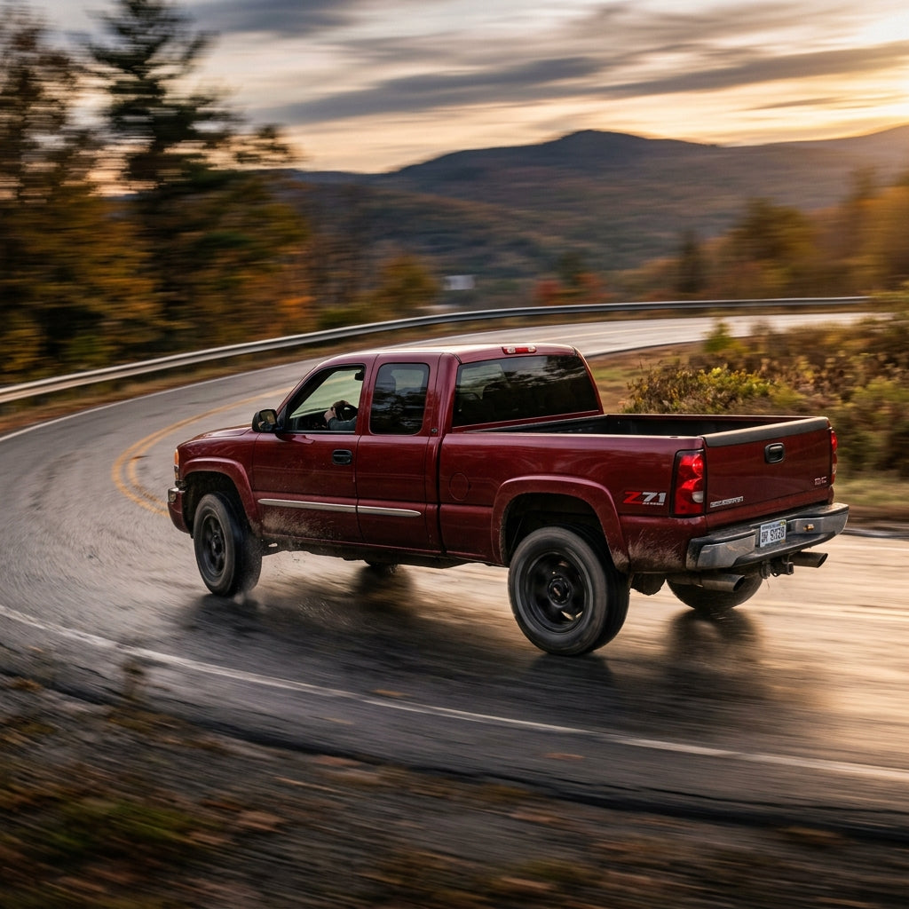 Action Shot: GMC Sierra Driving Fast
