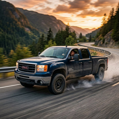 Action Shot: GMC Sierra Driving Fast