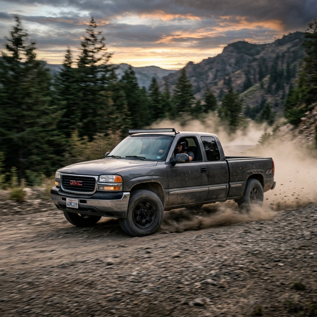 Action Shot: GMC Sierra Driving Fast