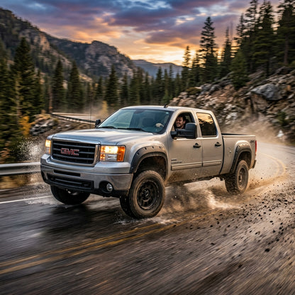Action Shot: GMC Sierra Driving Fast