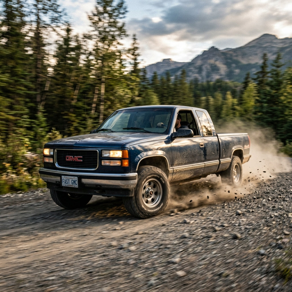 Action Shot: GMC Sierra 1500 Driving Fast