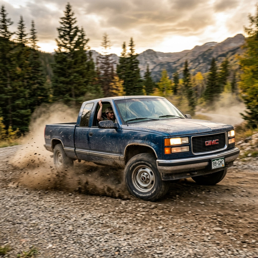 Action Shot: GMC Sierra 1500 Driving Fast