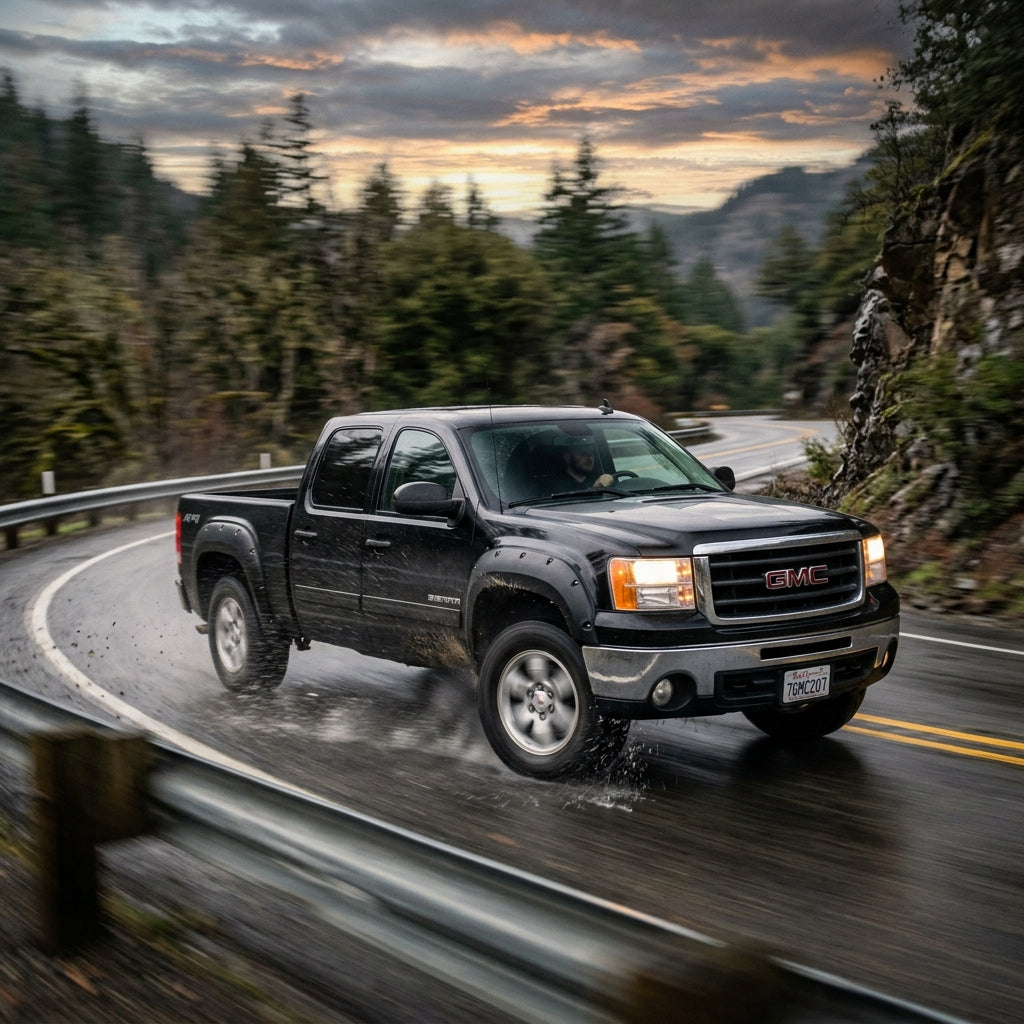 Action Shot: GMC Sierra 1500 Driving Fast