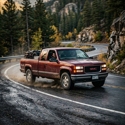 Action Shot: GMC Sierra 2500 Driving Fast