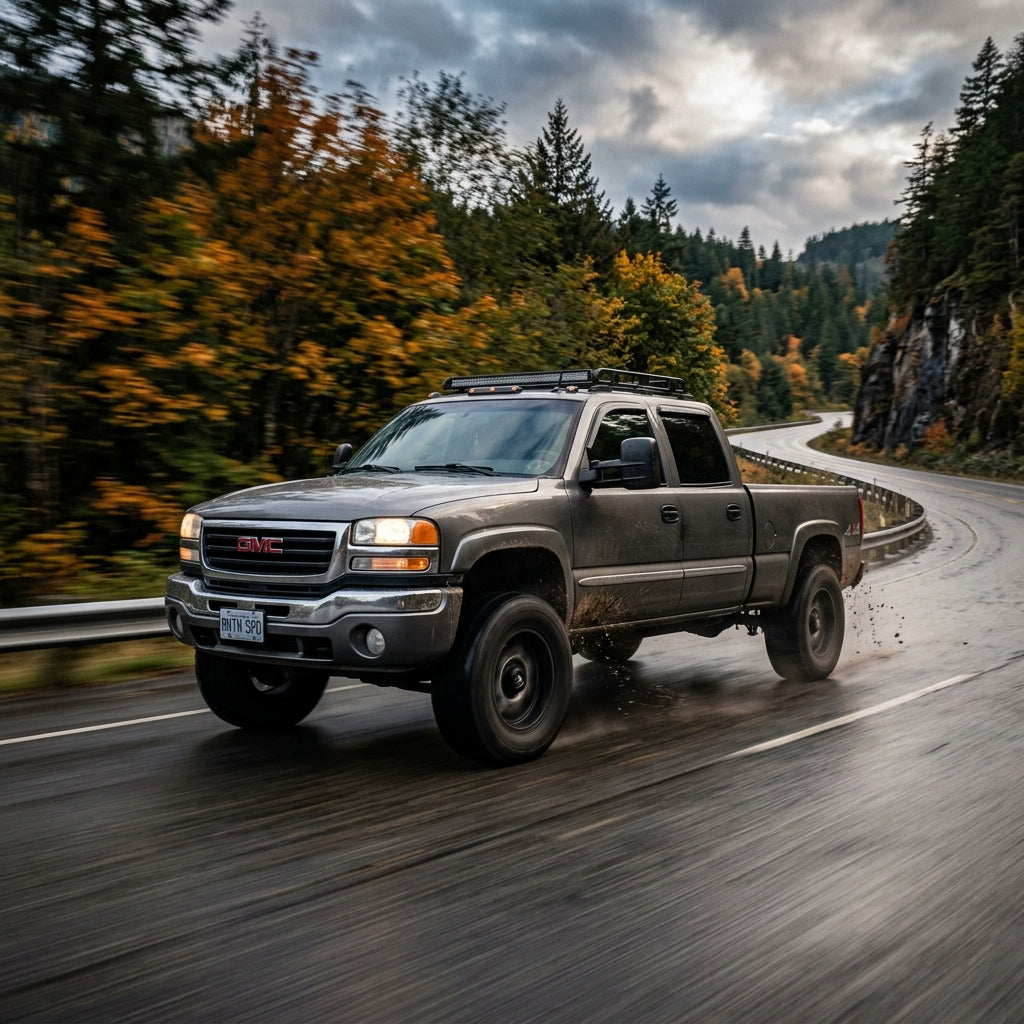 Action Shot: GMC Sierra,Yukon Driving Fast