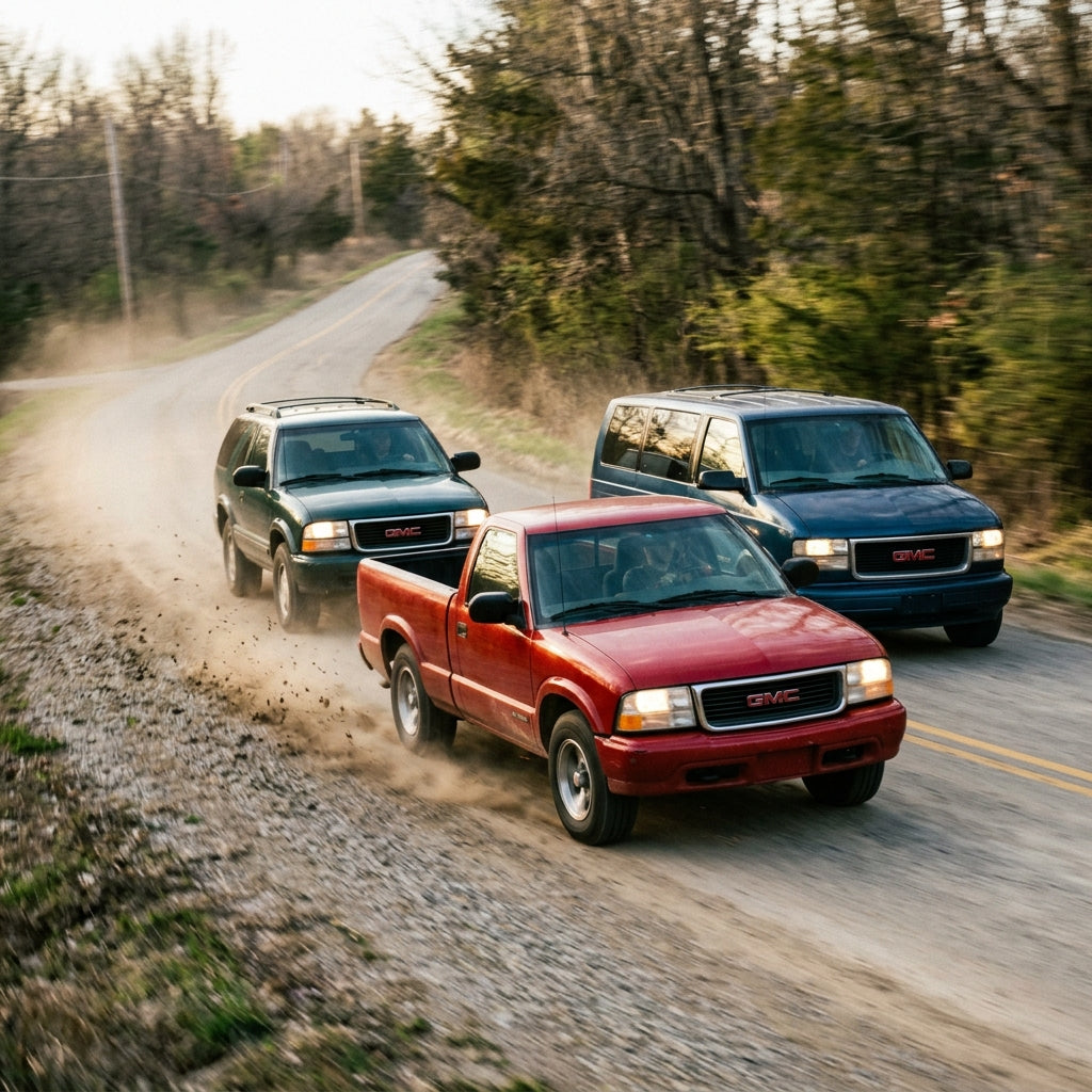 Action Shot: GMC Sonoma,Jimmy,Safari Driving Fast