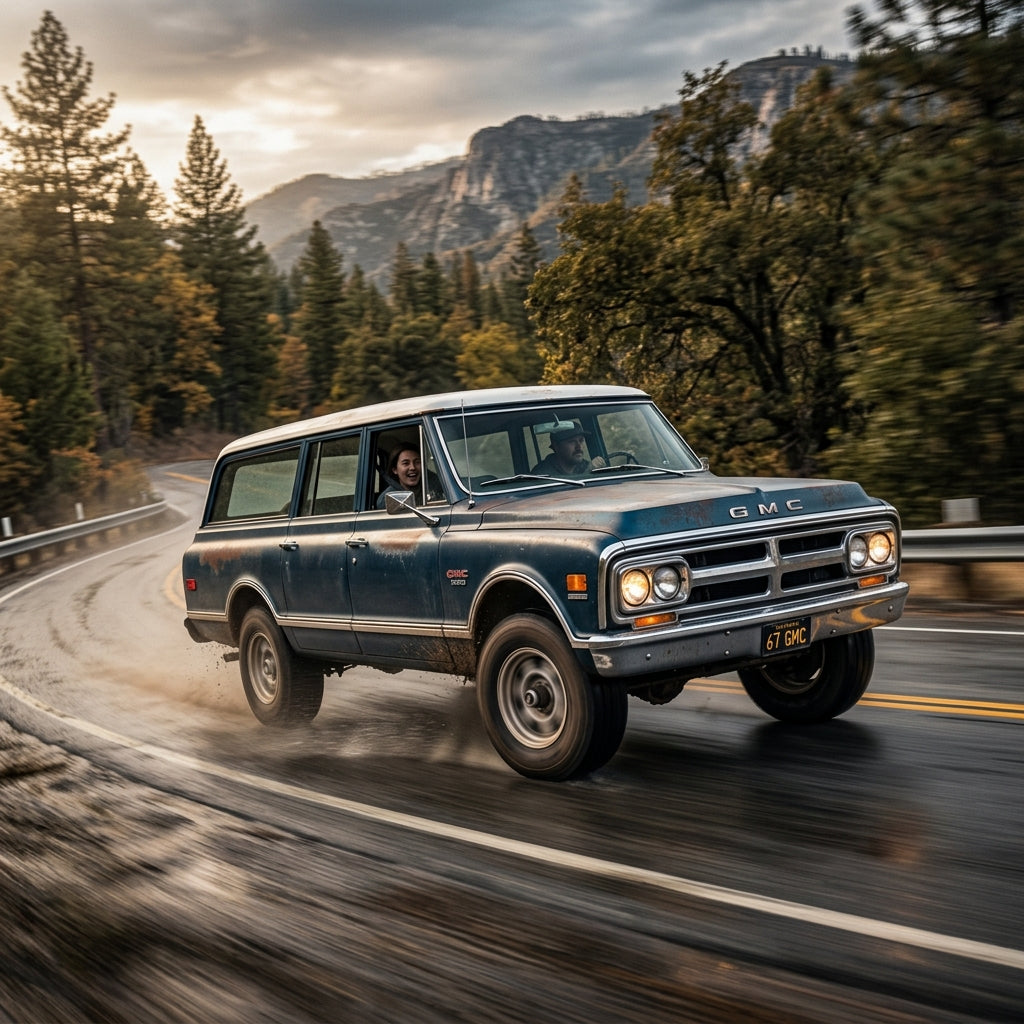Action Shot: GMC Suburban Driving Fast