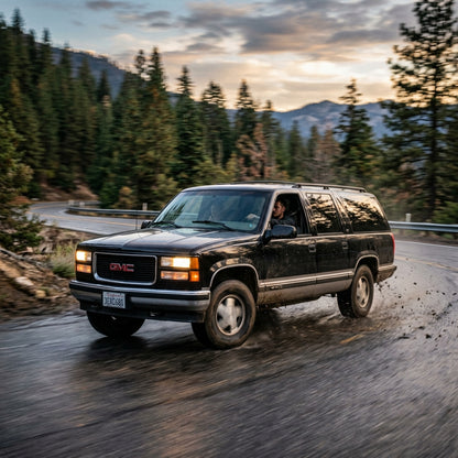 Action Shot: GMC Suburban Driving Fast