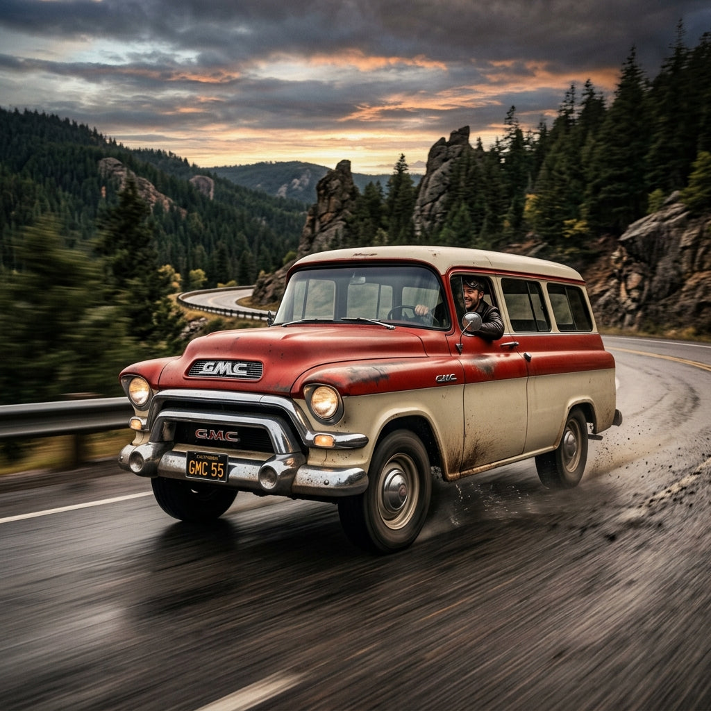Action Shot: GMC Suburban Driving Fast