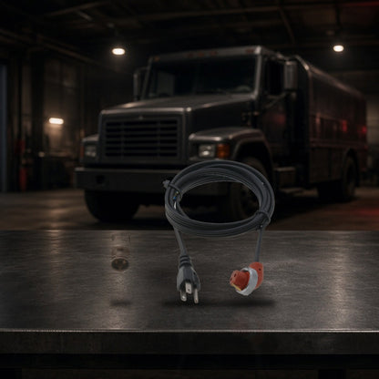Engine Block Heater for International Navistar Maxxforce 5 & 7 VT365 VT275 on a garage workbench