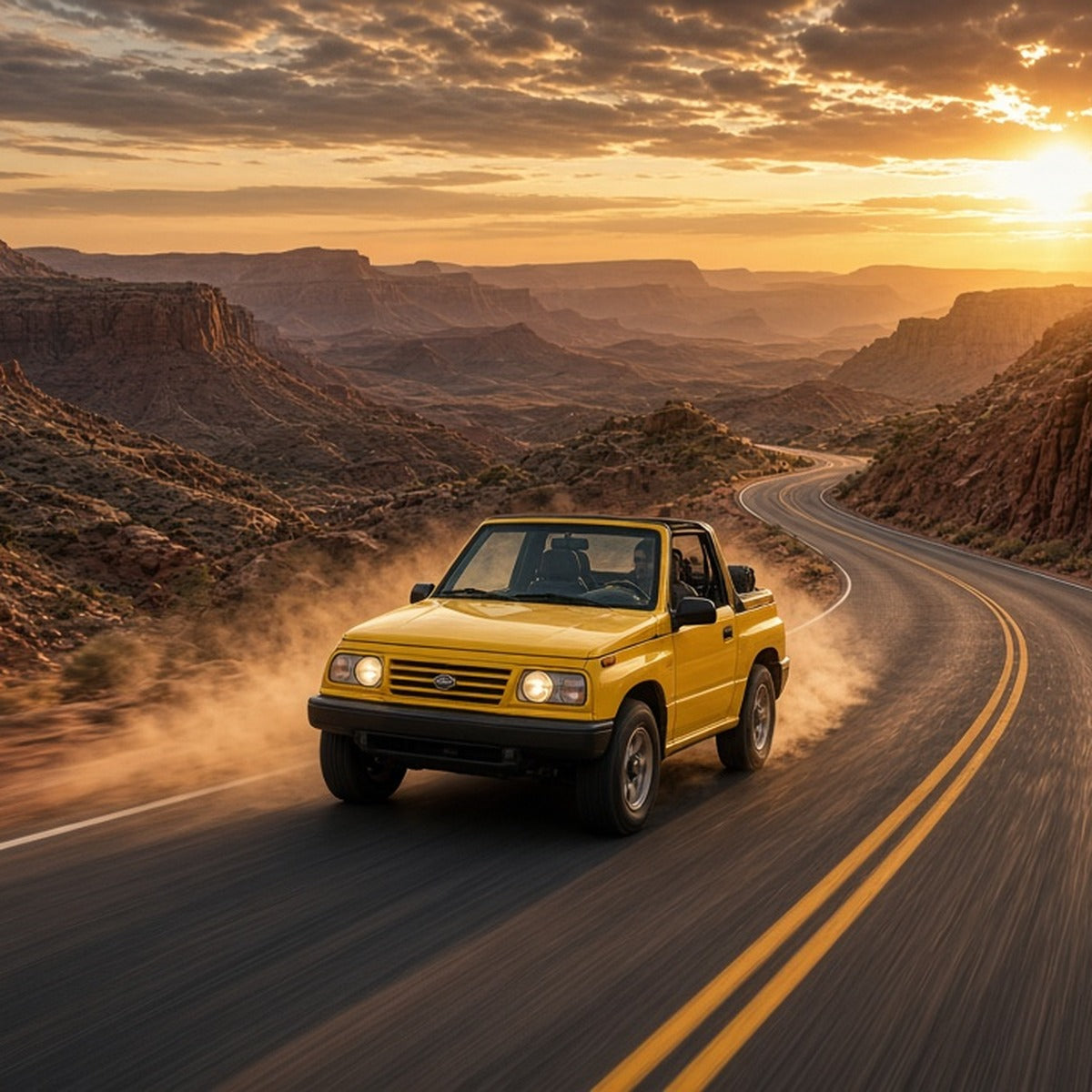 Stage 2 AI Performance Chip Module OBD2 for GEO – Adaptive Power & Fuel Efficiency - Geo Tracker driving fast