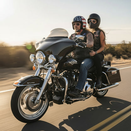Action Shot: Harley Davidson Road King, Street Glide Driving Fast