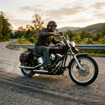 Action Shot: Harley Davidson Softail Driving Fast