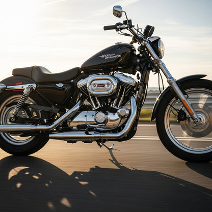 Action Shot: Harley Davidson Sportster Driving Fast
