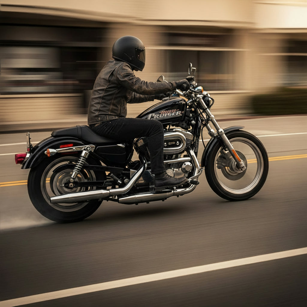 Action Shot: Harley Davidson Sportster, Iron 883 Driving Fast