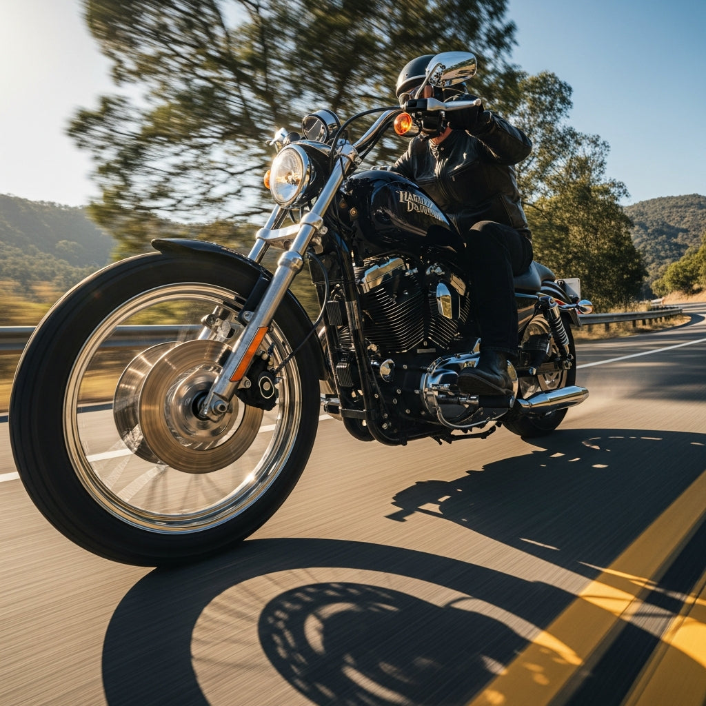 Action Shot: Harley Davidson Sportster, Iron 883 Driving Fast