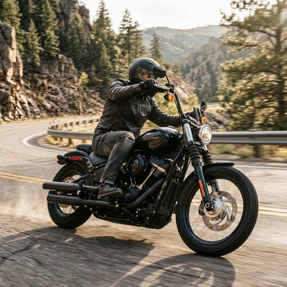 Action Shot: Harley Davidson Street Bob Driving Fast