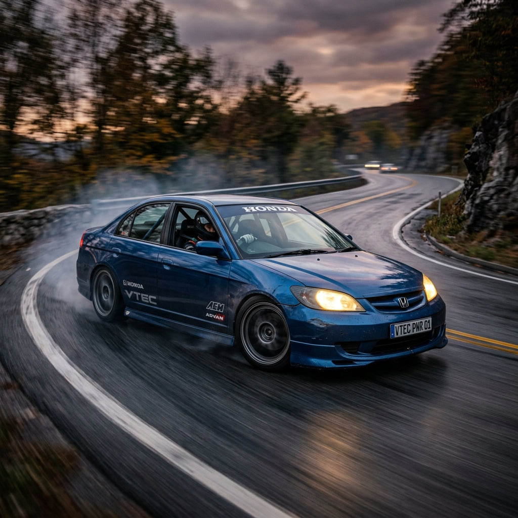 Action Shot: Honda Civic Driving Fast