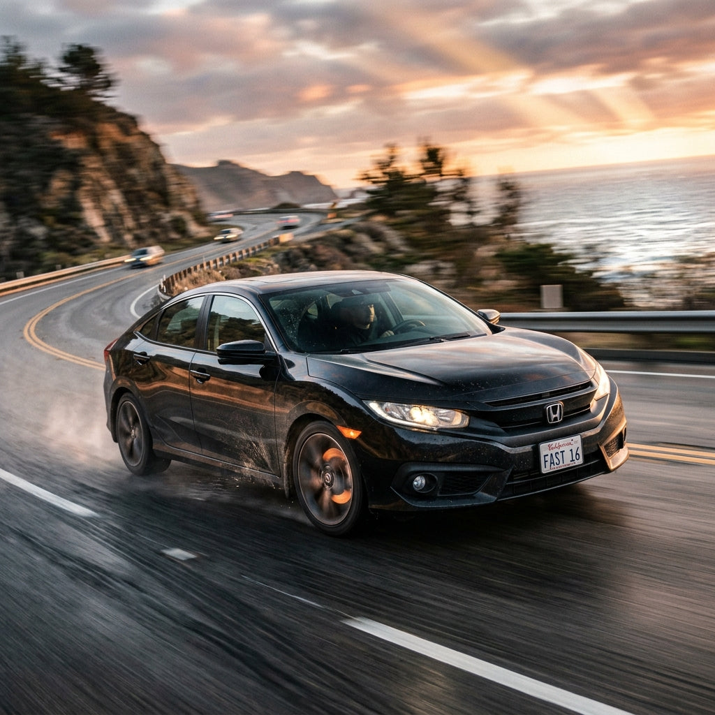 Action Shot: Honda Civic Driving Fast