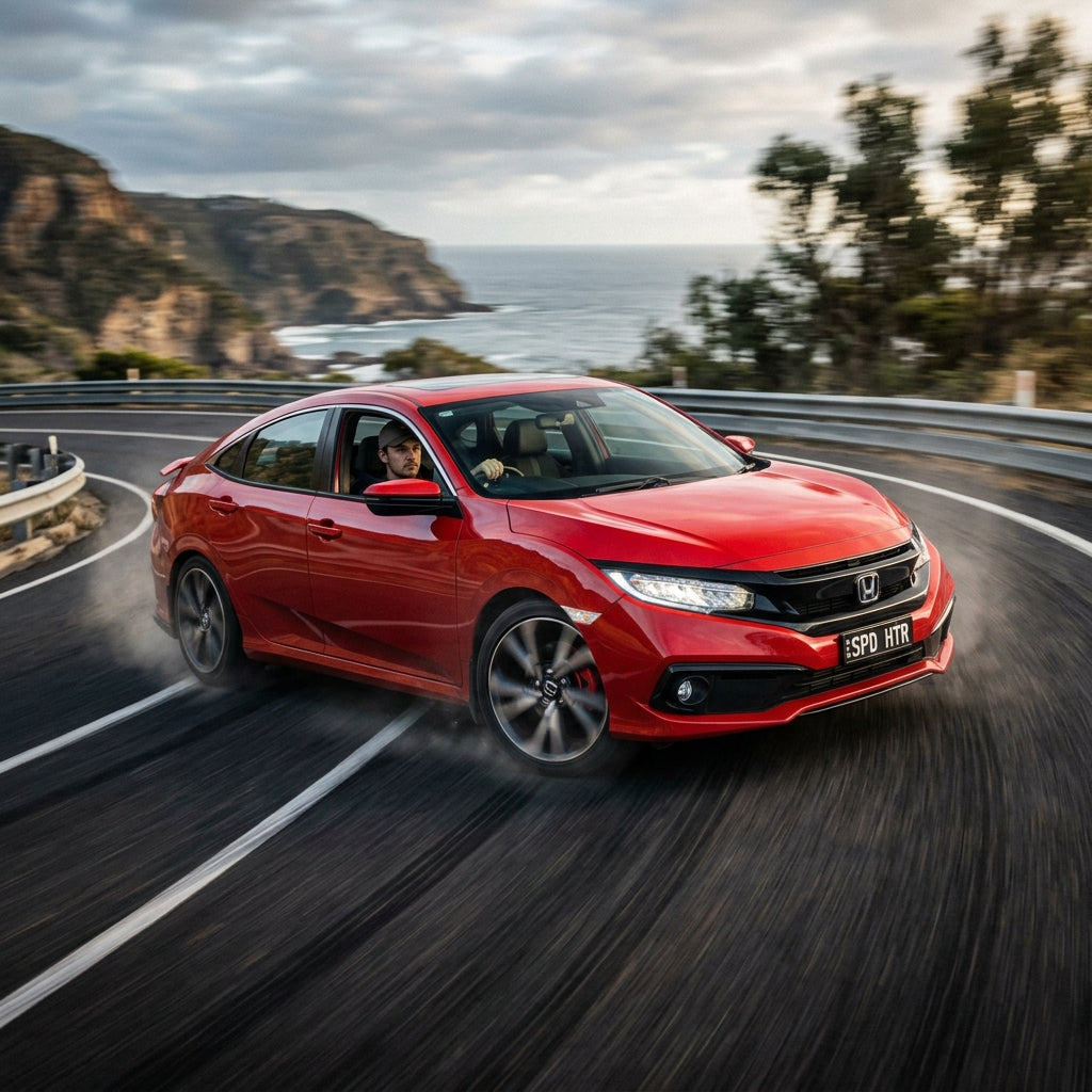 Action Shot: Honda Civic Driving Fast