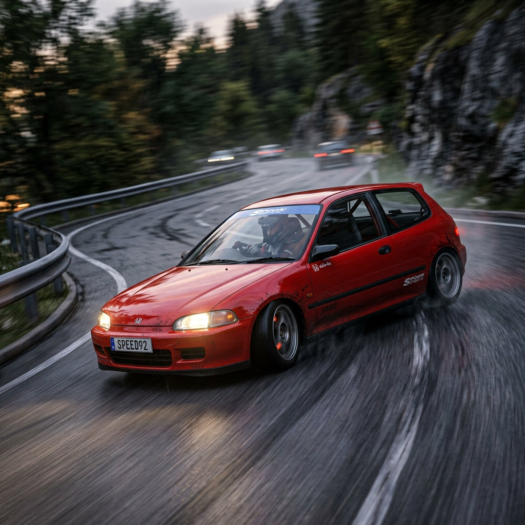Action Shot: Honda Civic Driving Fast