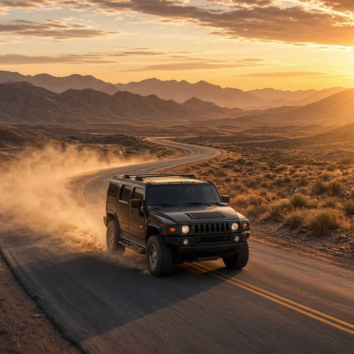 Stage 2 AI Performance Chip Module OBD2 for Hummer – Adaptive Power & Fuel Efficiency - Hummer H2 driving fast