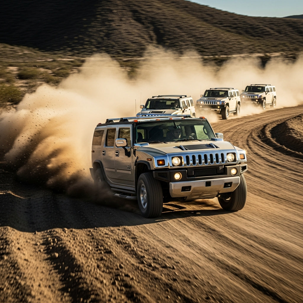 Action Shot: Hummer H2, H3 Driving Fast