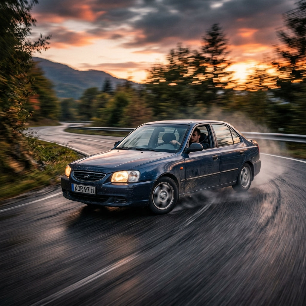 Action Shot: Hyundai Accent Driving Fast