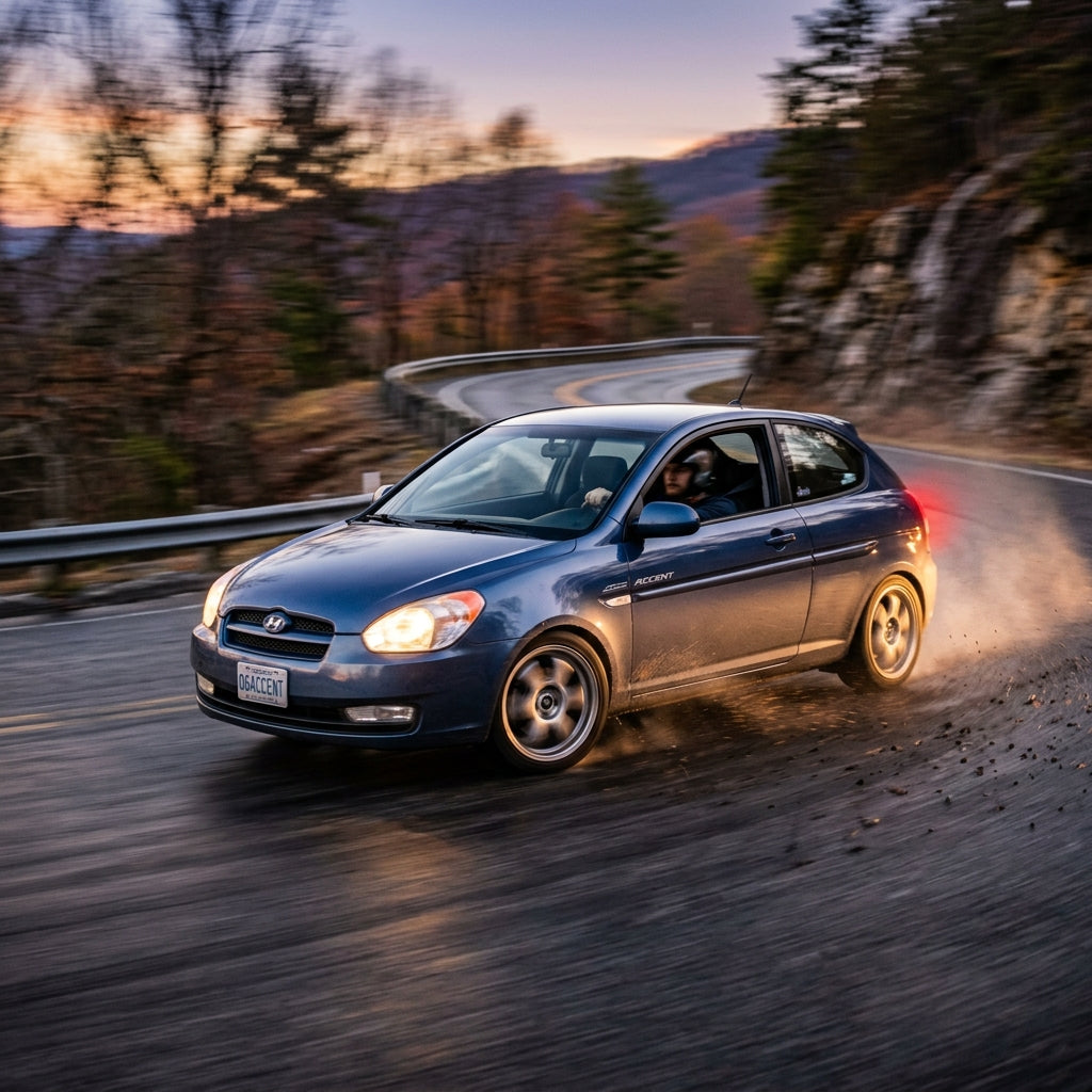 Action Shot: Hyundai Accent Driving Fast