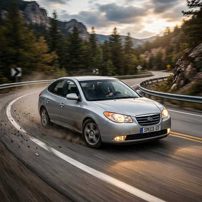 Action Shot: Hyundai Elantra Driving Fast