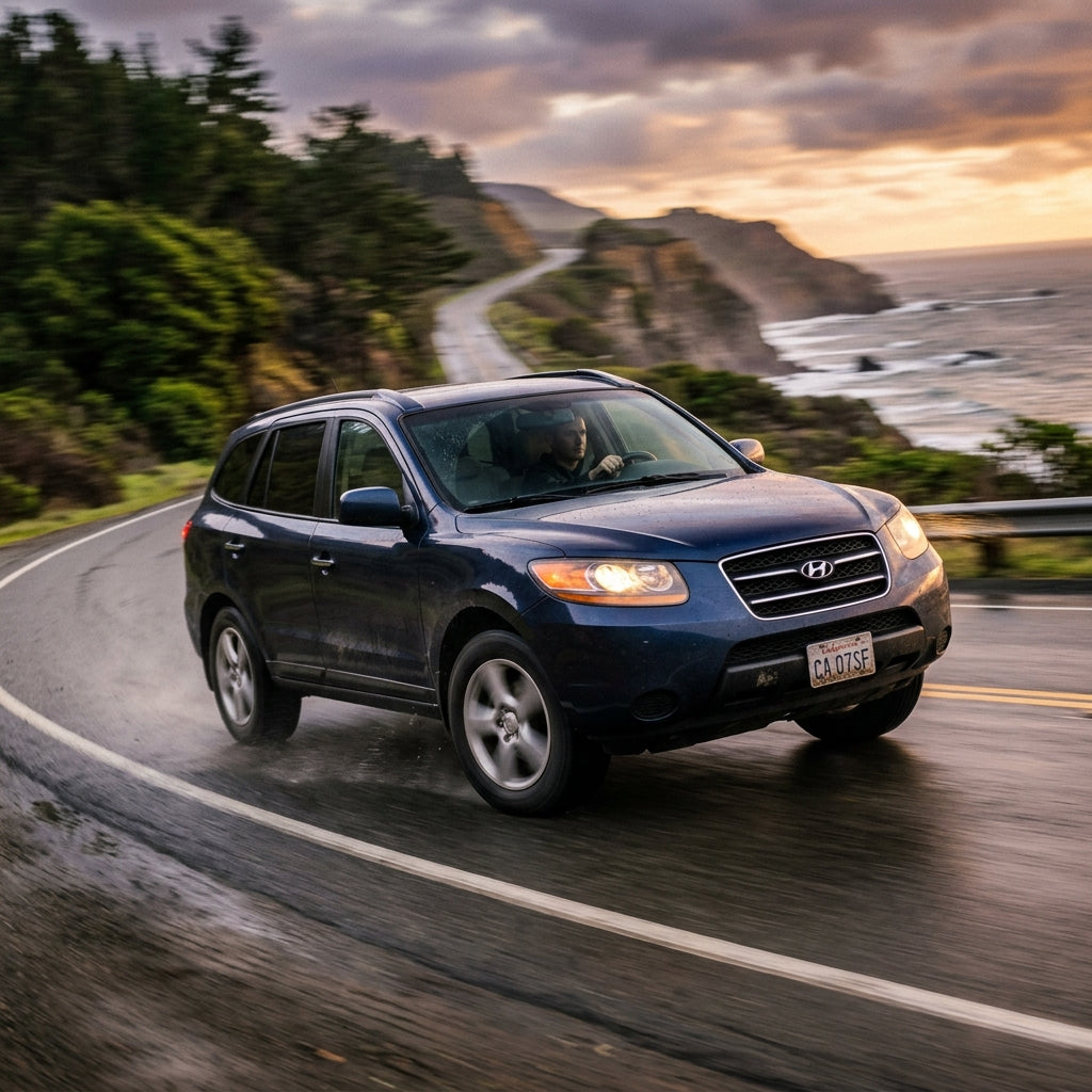 Action Shot: Hyundai Santa Fe Driving Fast