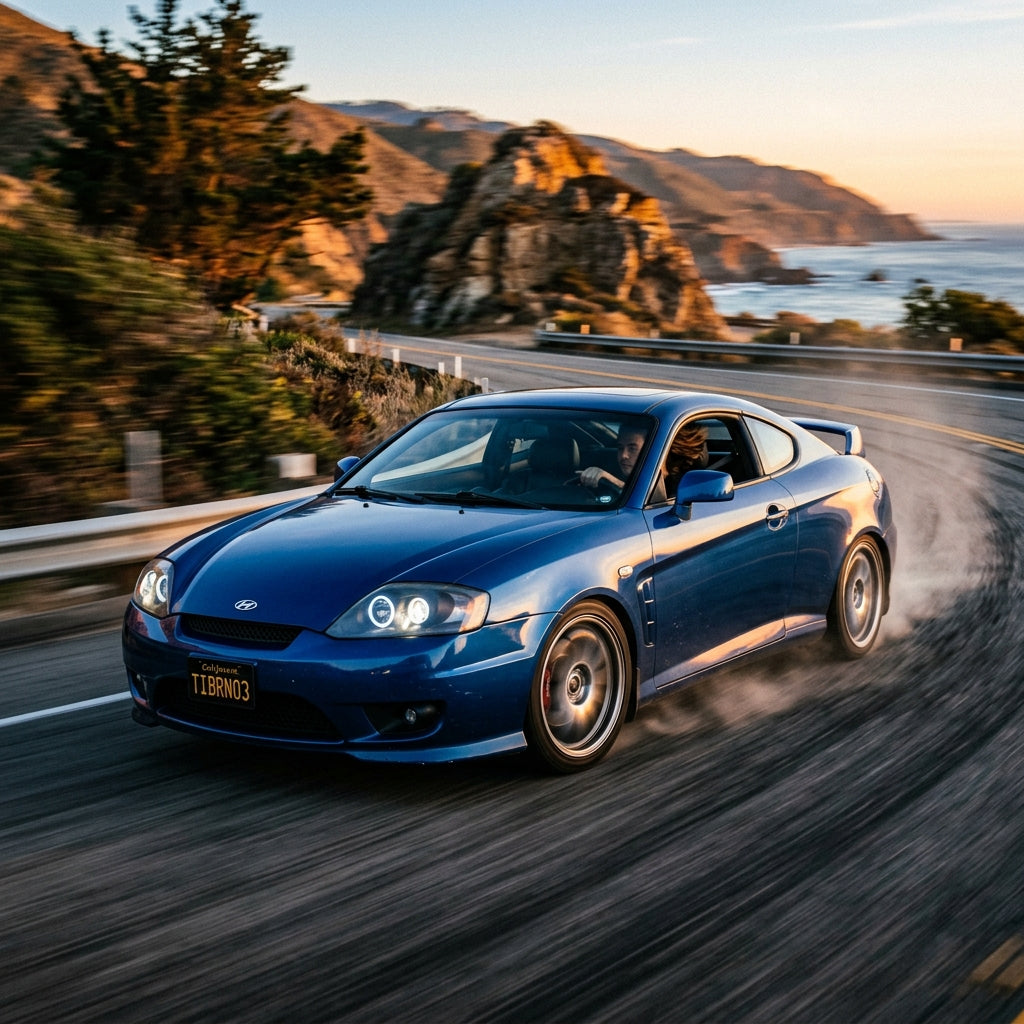 Action Shot: Hyundai Tiburon Driving Fast