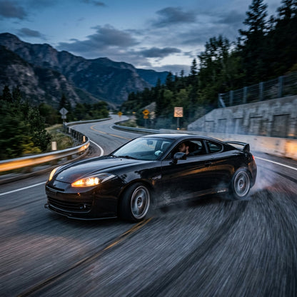 Action Shot: Hyundai Tiburon Driving Fast
