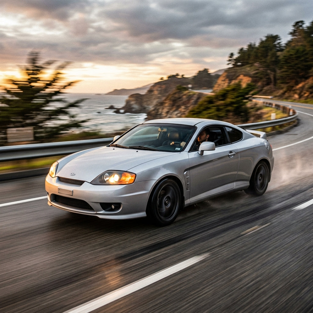 Action Shot: Hyundai Tiburon Driving Fast